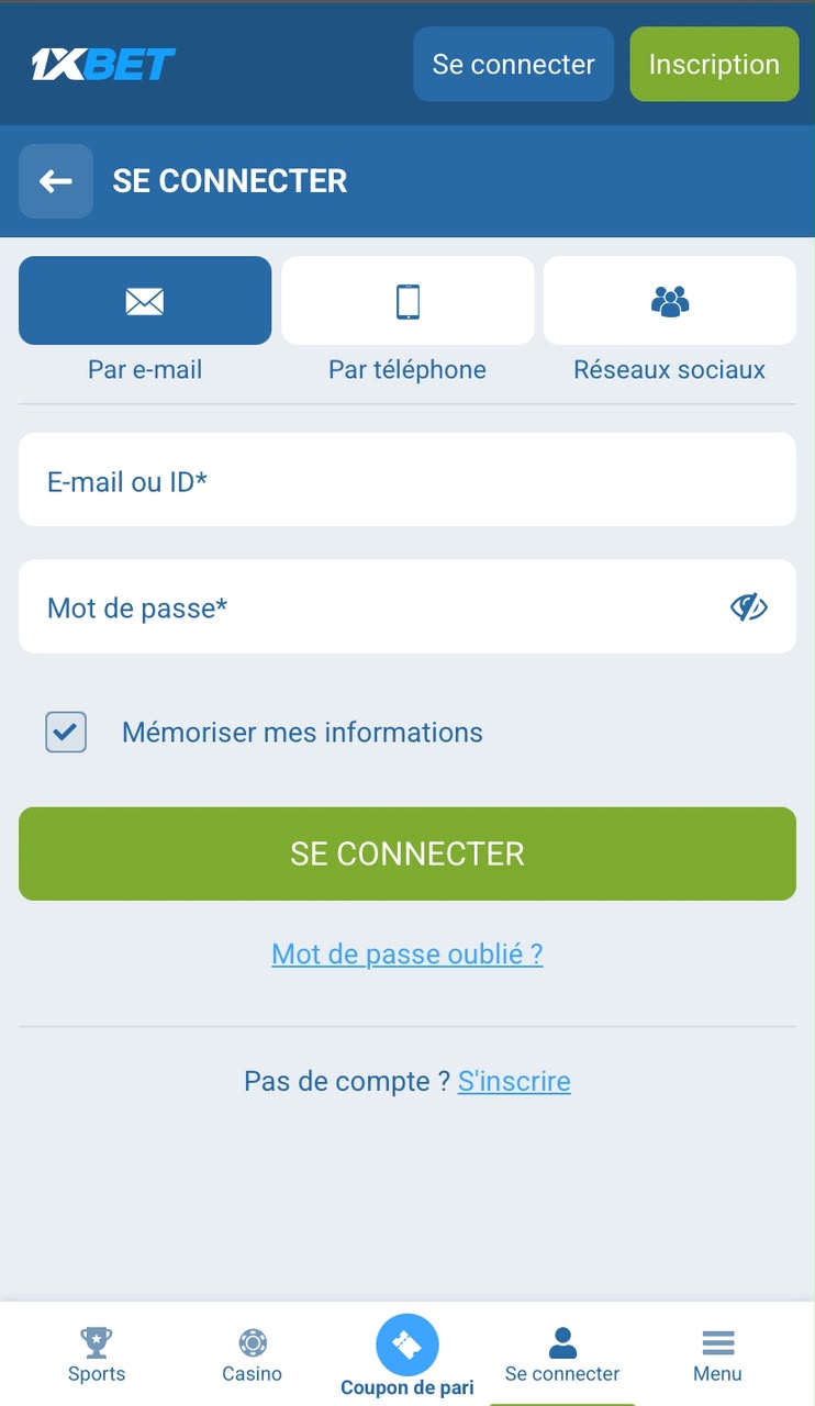connexioin par email