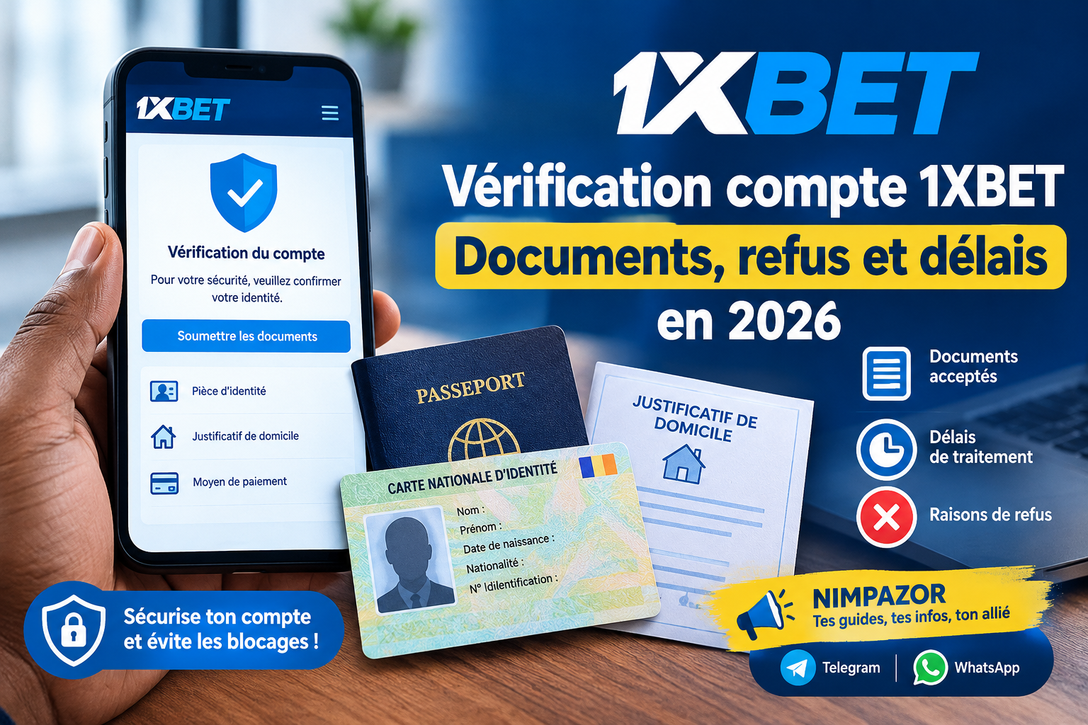 Vérification compte 1XBET : documents, délais et refus expliqués