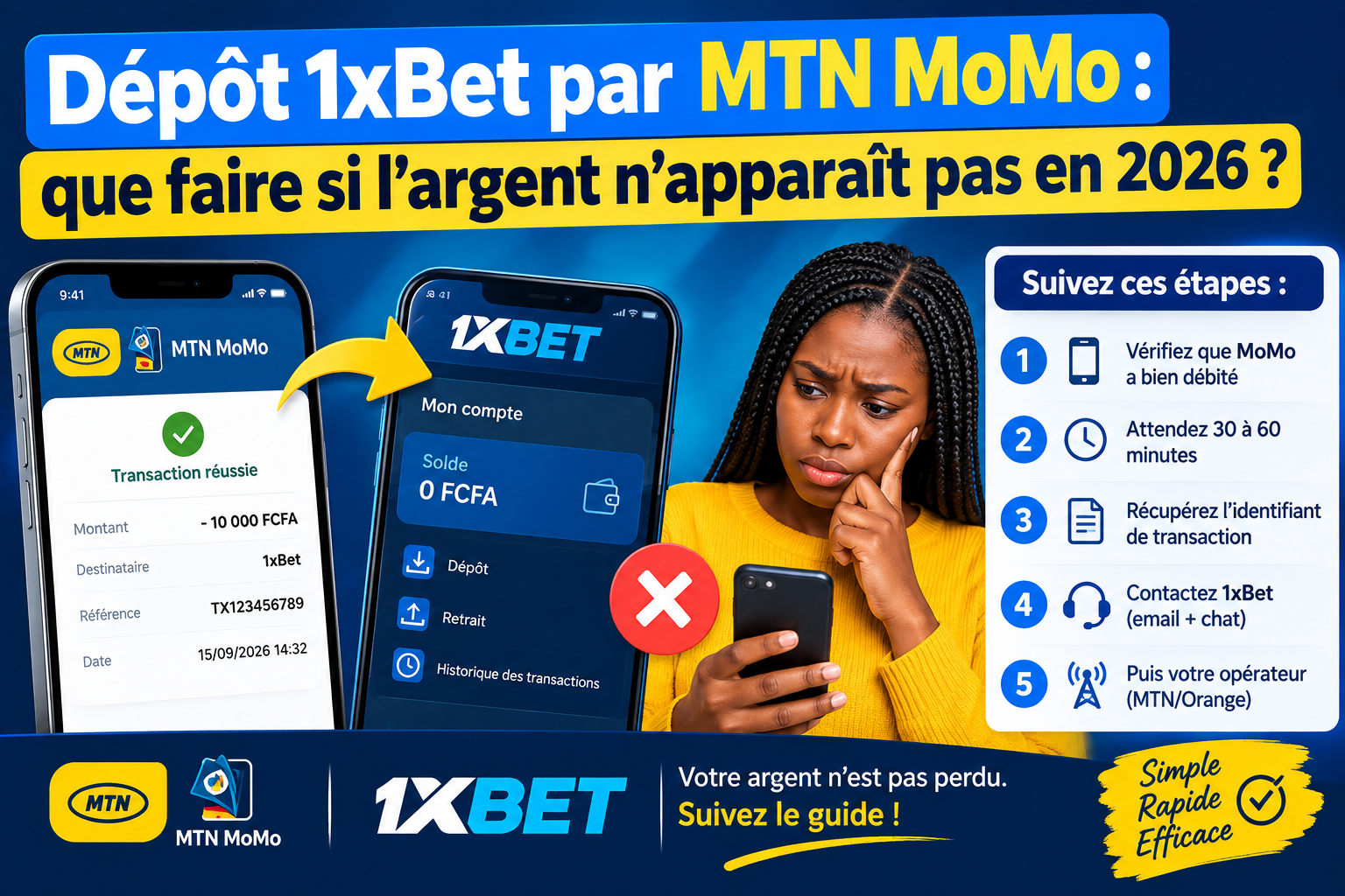 Dépôt 1XBET non crédité : que faire, qui contacter ?